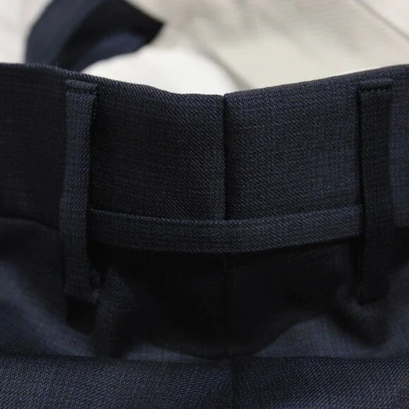Zanella NWT Stretch Dress Pants Size 36 US Curtis In Subtle Blue Plaid 100% Wool